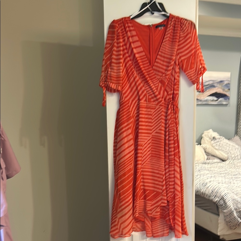Elegant Orange Striped Dress